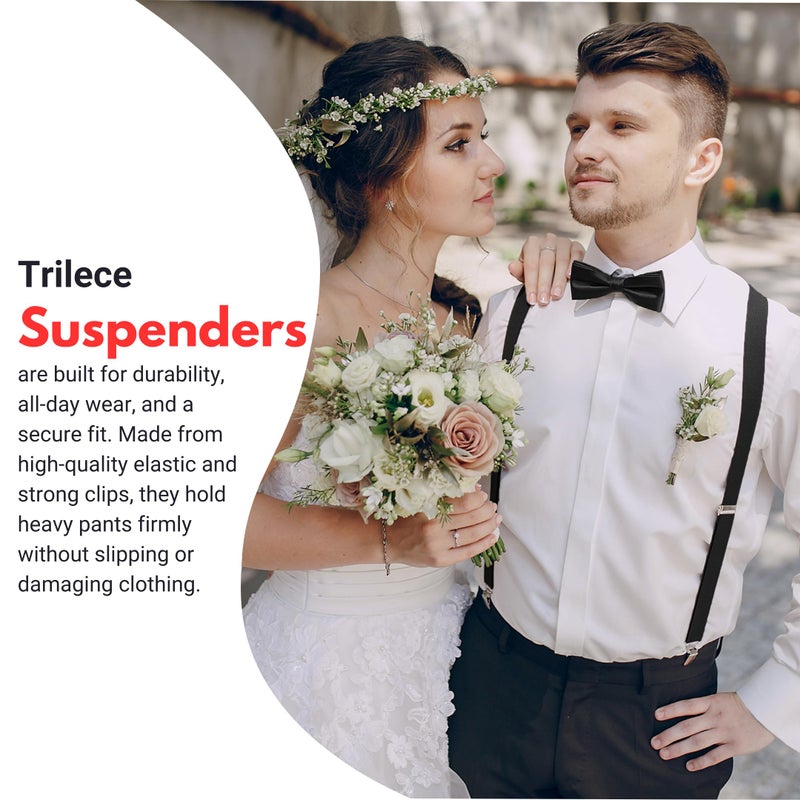 trilece White Suspenders for Men - Mens Suspender, Adjustable Y Back Style Suspender Women, Suspenders with Heavy Duty Strong Clips (White, 1) - Image 4